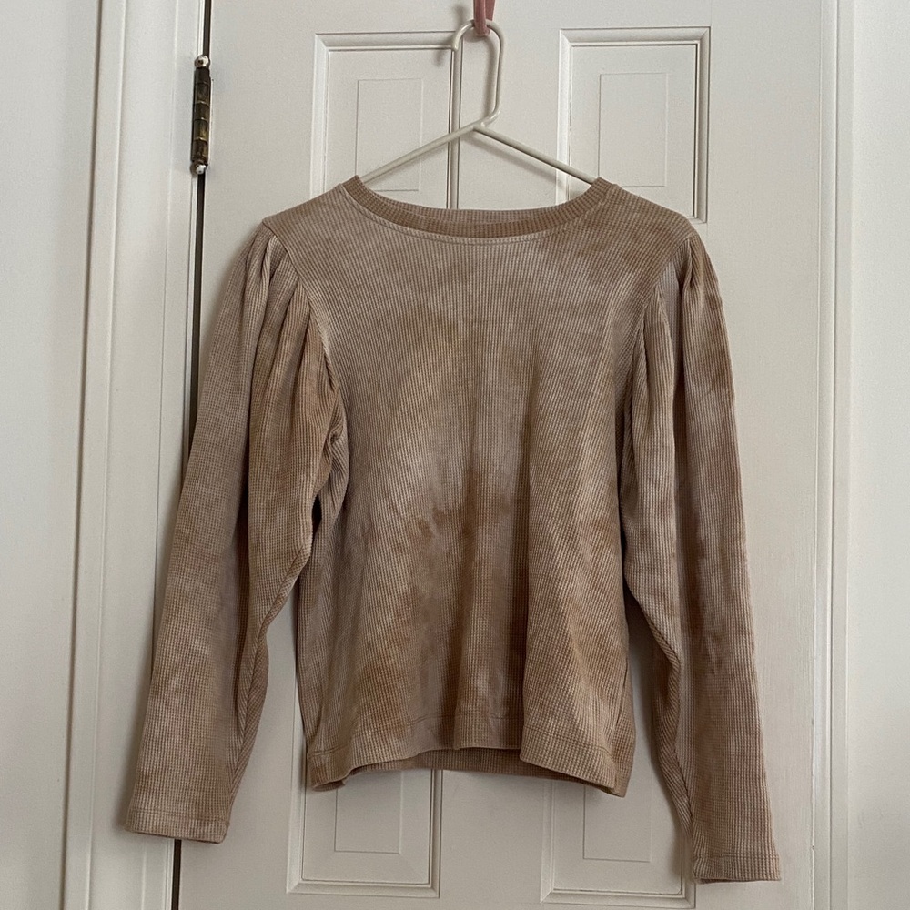 Women's Tie Dye Waffle Knit Long Sleeve Top